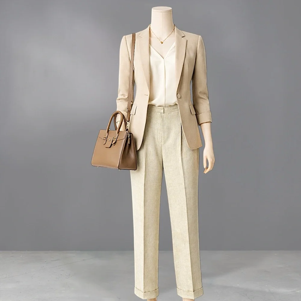 Rena Rowan Tailored Light Sage Green Cuffed Trousers